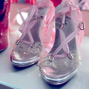 Lace Up 5” Heels w/Rhinestone Ball Stiletto Heel